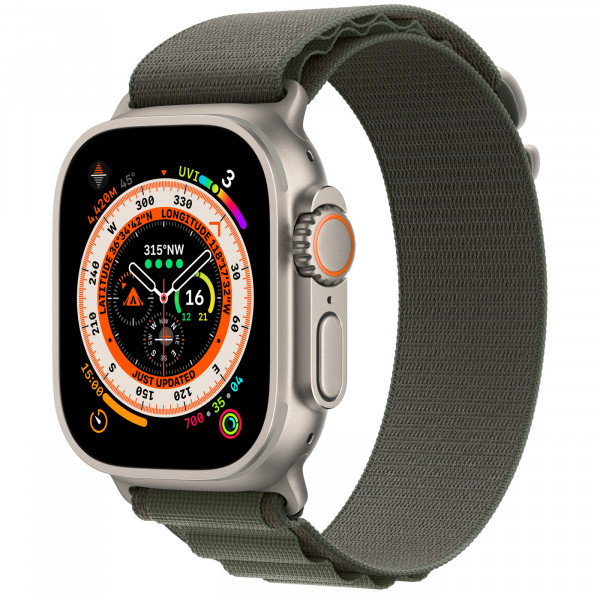 Apple Watch Ultra 2 - 49mm LTE - Titanium Case with Green Alpine Loop